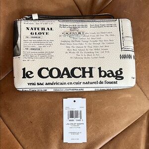 Coach Newspaper Print Large Corner Zip Wristlet